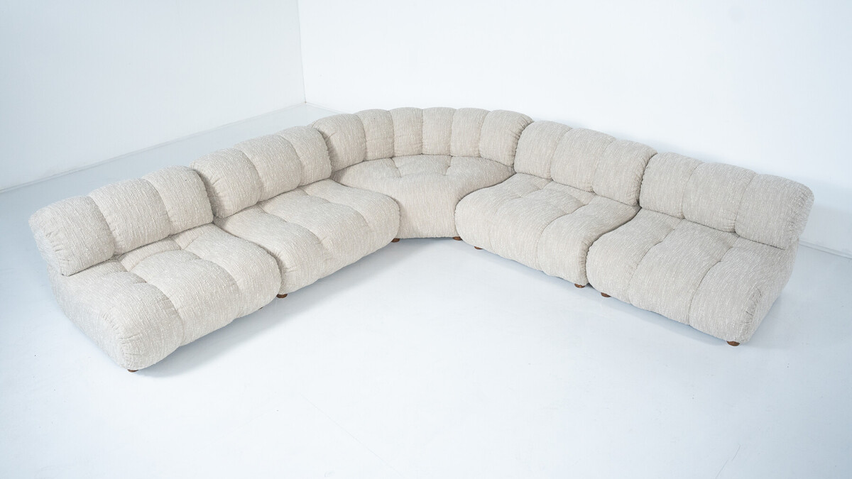 Mid-Century Modern Murano Sectional Sofa by Guiseppe Murani, Italy, 1970s - New Upholstery