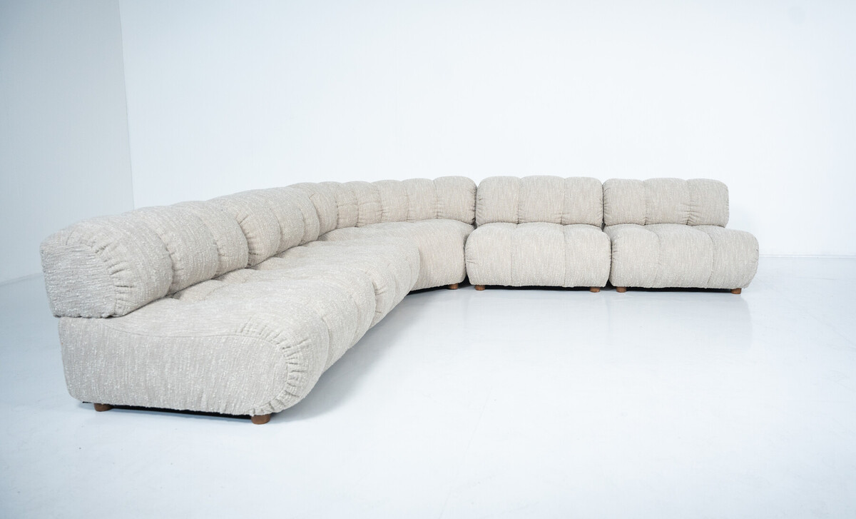 Mid-Century Modern Murano Sectional Sofa by Guiseppe Murani, Italy, 1970s - New Upholstery