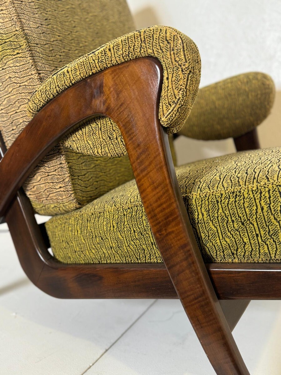 Mid-Century Modern Pair of Armchairs, 1950s, Orignal Upholstery