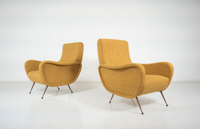 Mid-Century Modern Pair of Armchairs in the Style of Zanuso