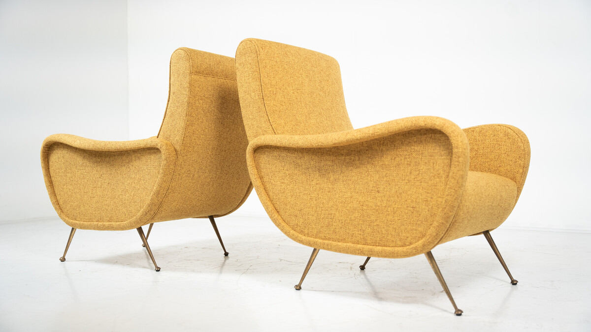 Mid-Century Modern Pair of Armchairs in the Style of Zanuso