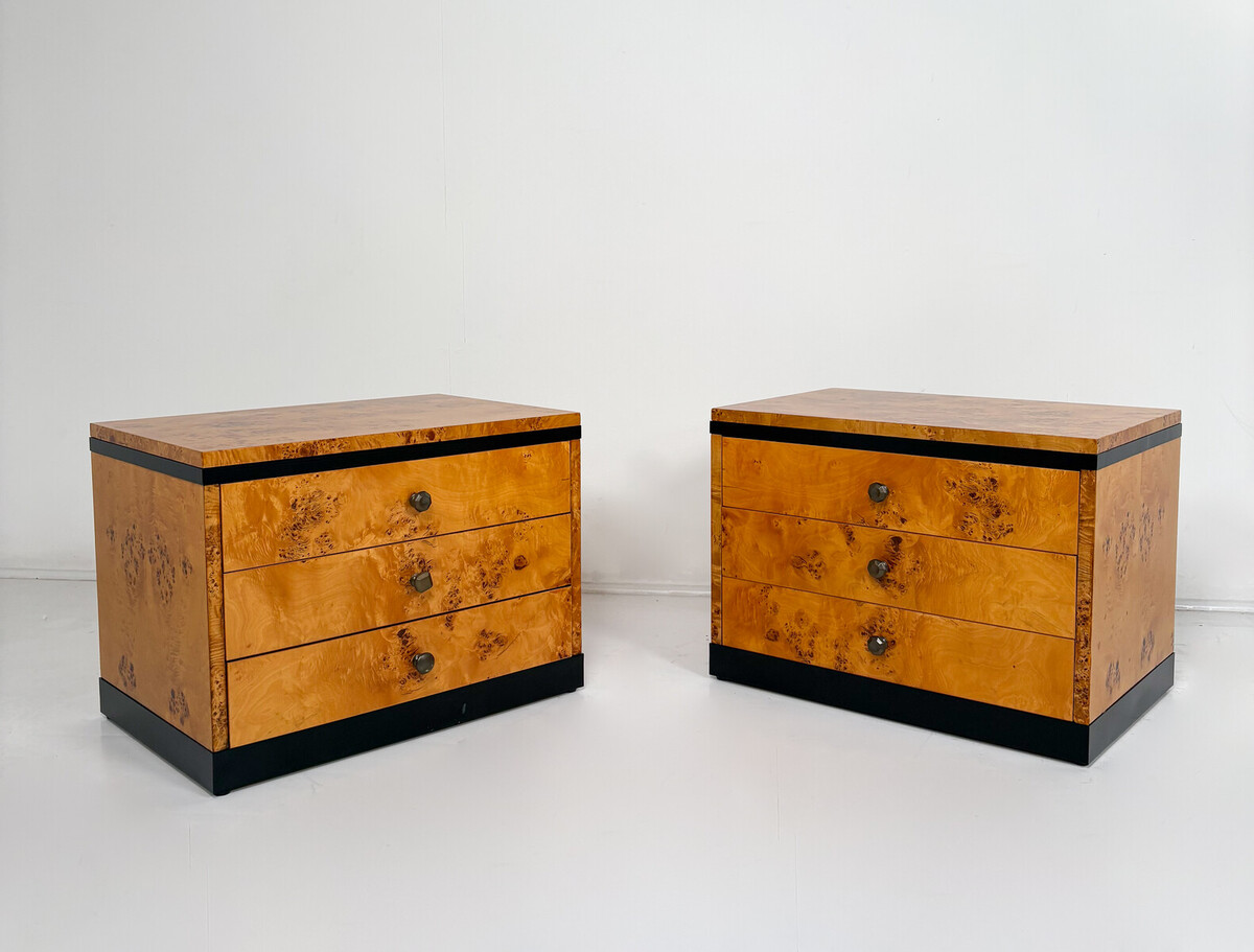 Mid-Century Modern Pair of Nightstands, Willy Rizzo Style