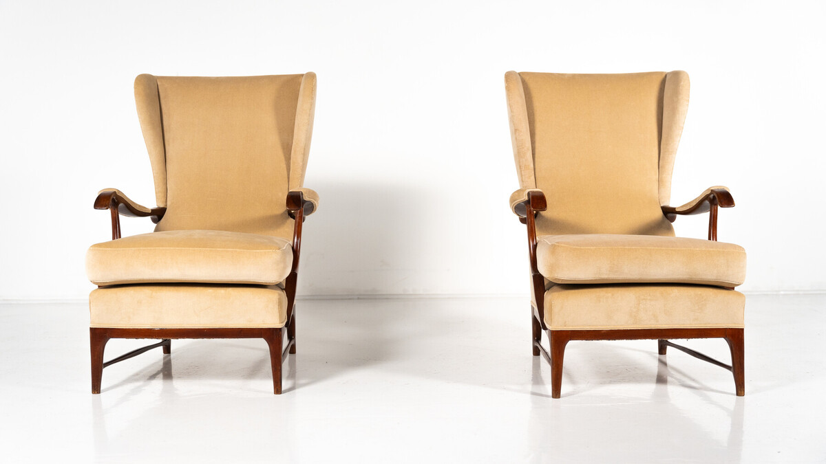 Mid-Century Modern Pair of Paolo Buffa Armchairs, 1950s - New Upholstery