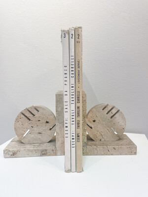 Mid-Century Modern Pair of Travertine Bookends by Fratelli Mannelli, Italy, 1970s