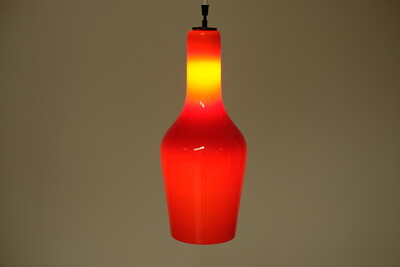 Mid-Century Modern Red Opaline Pendant  Lamp , Italy, 1960s