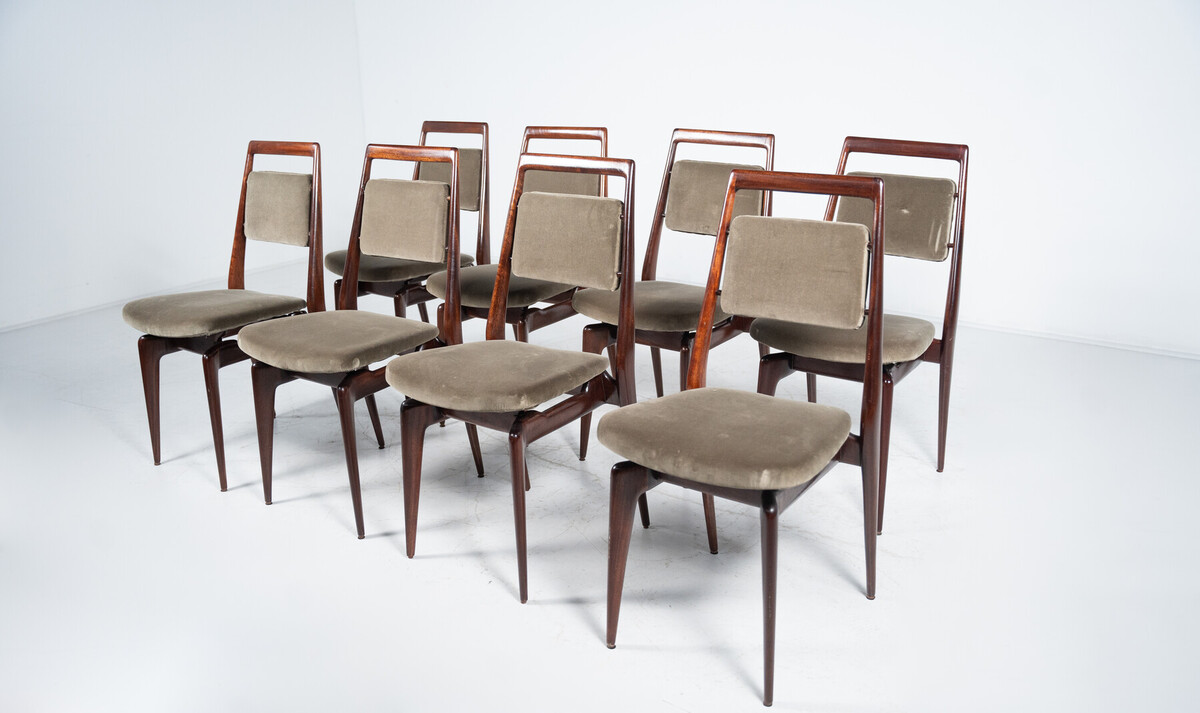 Mid-Century Modern Set of 8 Chairs by Vittorio Dassi, Italy, 1950s