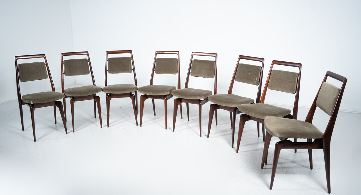 Mid-Century Modern Set of 8 Chairs by Vittorio Dassi, Italy, 1950s