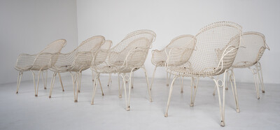 Mid-Century Modern set of 8 Garden Chairs, Italy, 1950s