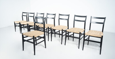 Mid-Century Modern Set of 8 Leggera Chairs by Gil Ponti for Cassina, 1960s