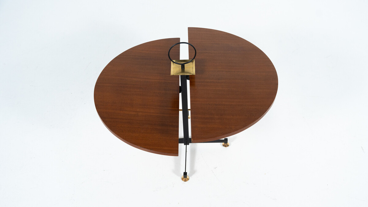 Mid-Century Modern Side Table, Wood and Brass, Italy