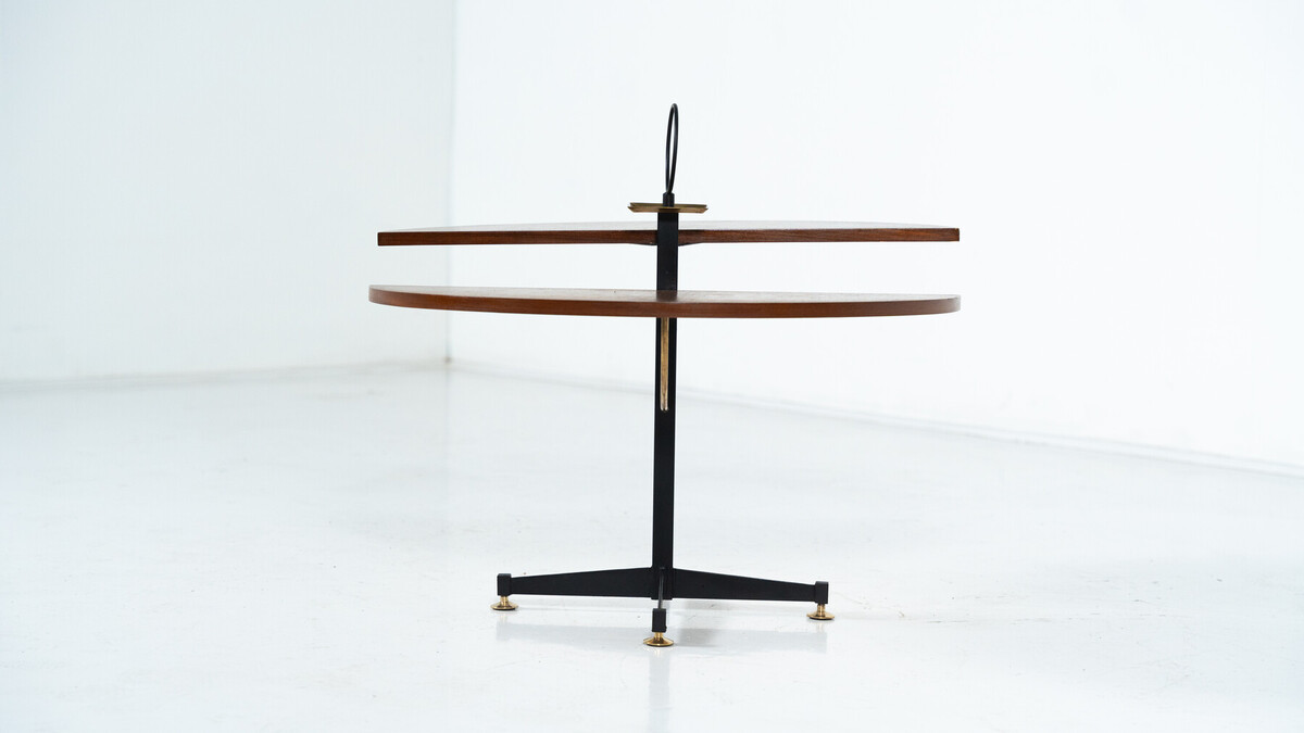 Mid-Century Modern Side Table, Wood and Brass, Italy