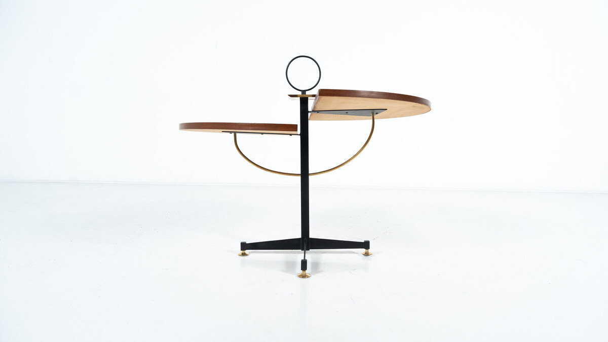 Mid-Century Modern Side Table, Wood and Brass, Italy