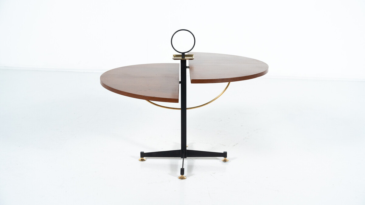 Mid-Century Modern Side Table, Wood and Brass, Italy