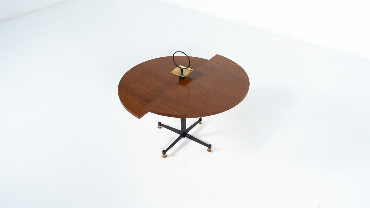 Mid-Century Modern Side Table, Wood and Brass, Italy