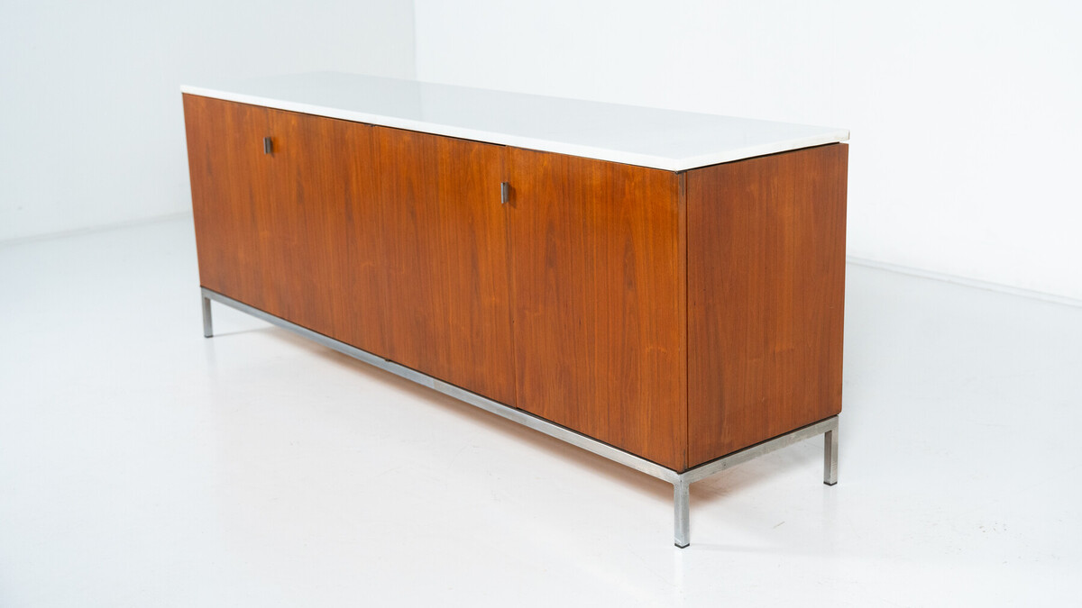 Mid-Century Modern Sideboard, Wood and marble, Italy, 1970s