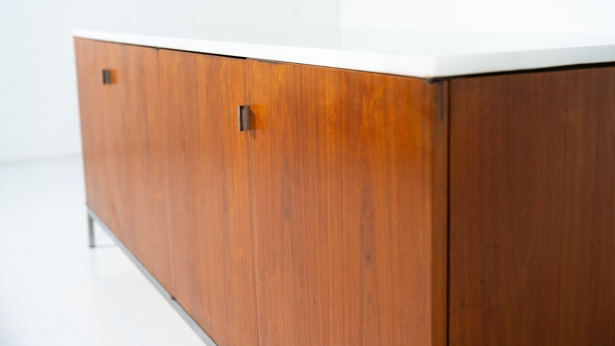 Mid-Century Modern Sideboard, Wood and marble, Italy, 1970s