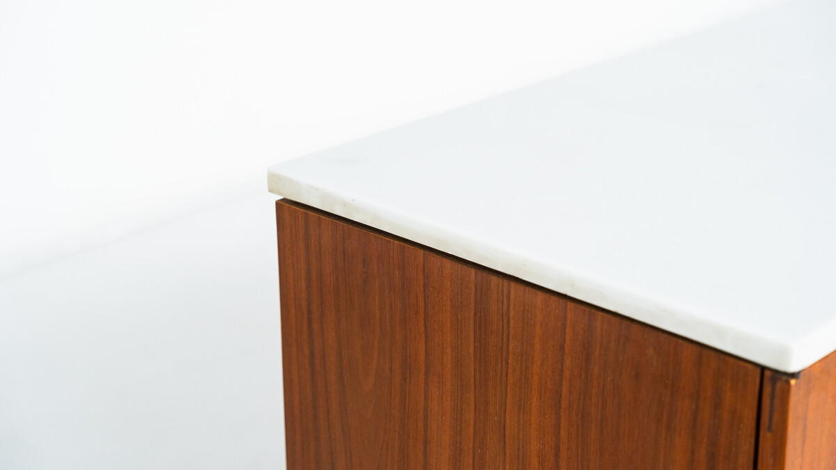 Mid-Century Modern Sideboard, Wood and marble, Italy, 1970s