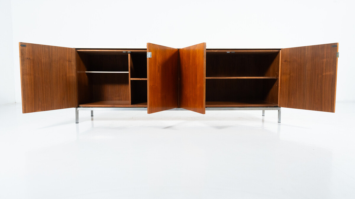 Mid-Century Modern Sideboard, Wood and marble, Italy, 1970s