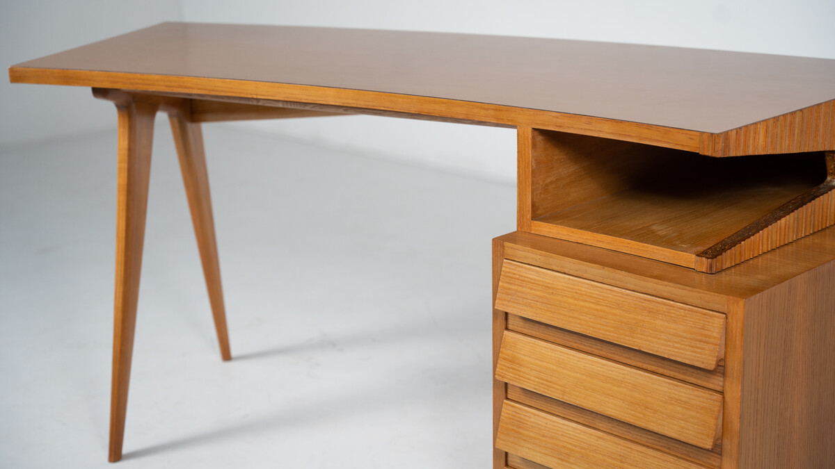 Mid-Century Modern Wooden Desk by Barovero, Italy