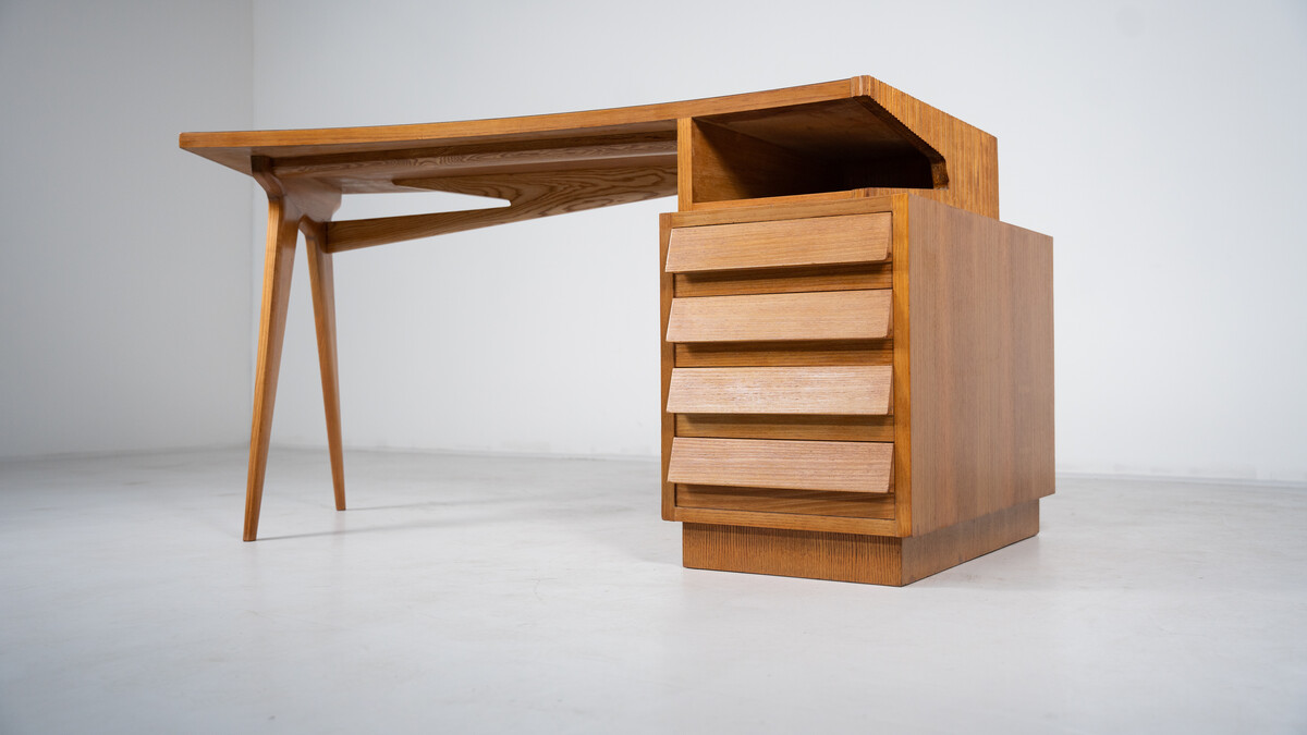 Mid-Century Modern Wooden Desk by Barovero, Italy