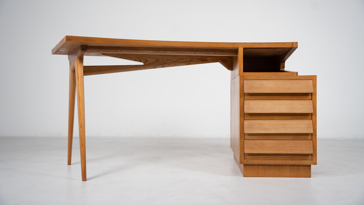 Mid-Century Modern Wooden Desk by Barovero, Italy