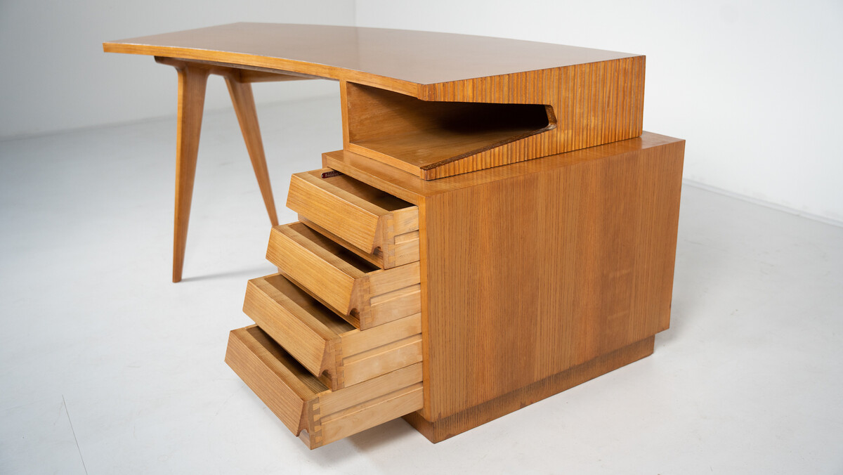 Mid-Century Modern Wooden Desk by Barovero, Italy