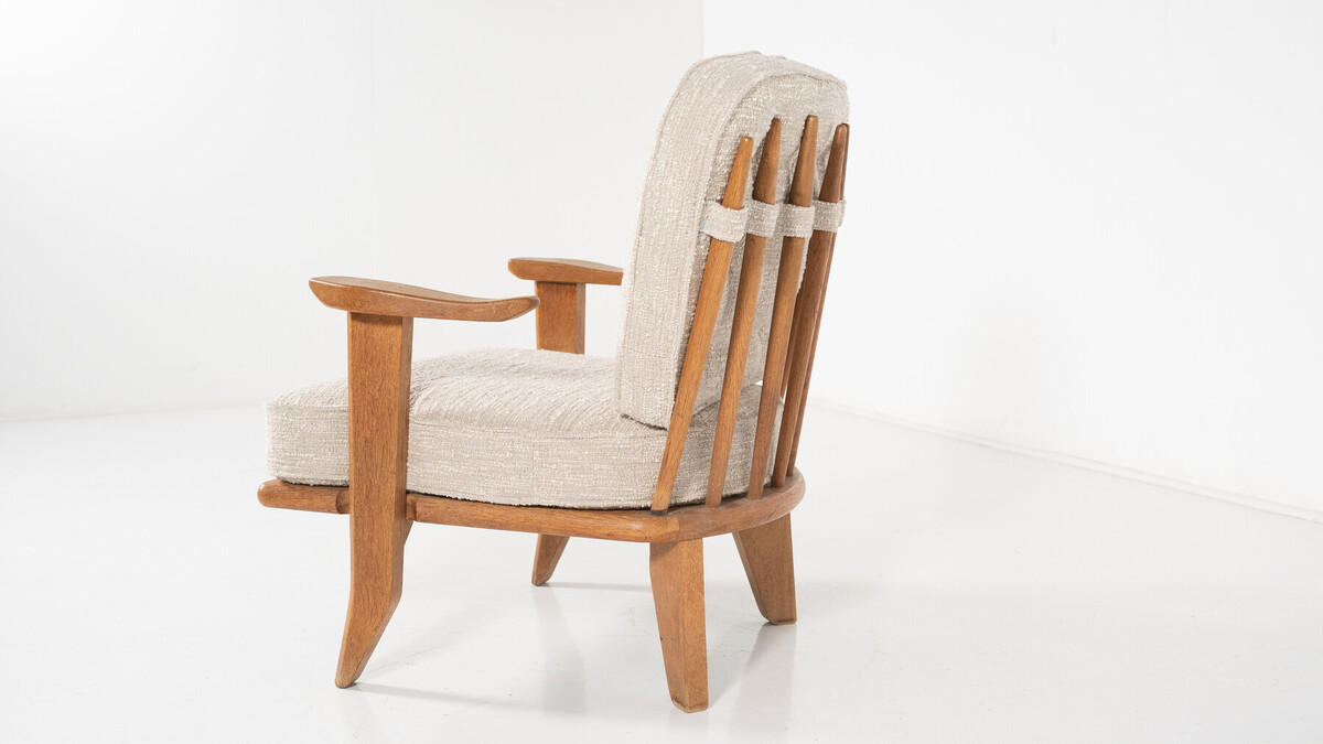 Mid-Century Pair of Wooden Armchairs by Guillerme & Chambron, France, 1960s