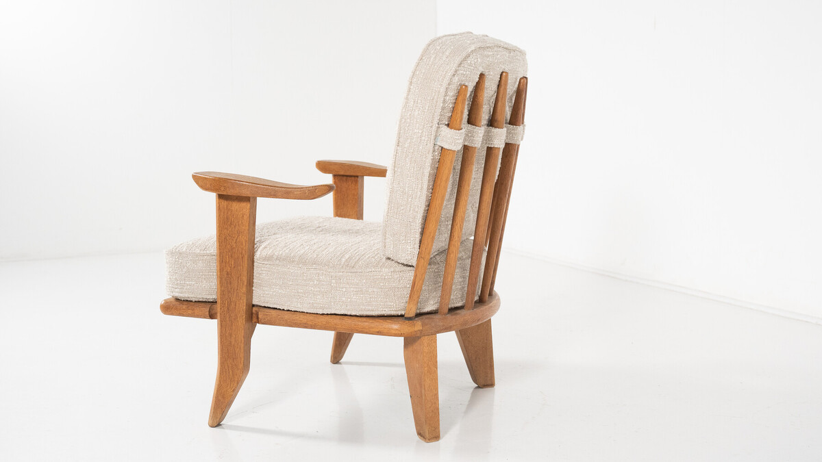 Mid-Century Pair of Wooden Armchairs by Guillerme & Chambron, France, 1960s