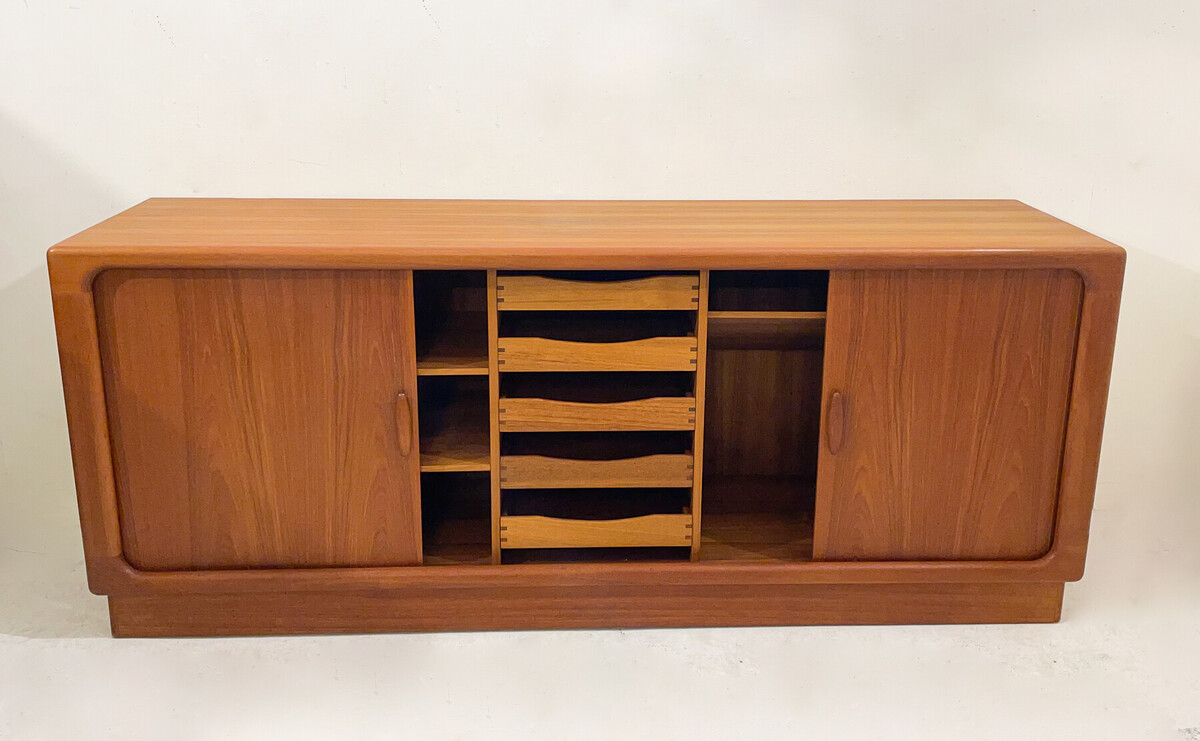 Mid-Century Sideboard with Tambour Doors, Dyrlund - Denmark - 1960s