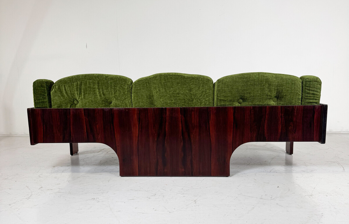 Mid-Century Sofa Oriolo by Claudio Salocchi for Sormani Wood and Green Fabric - Italy 1960s