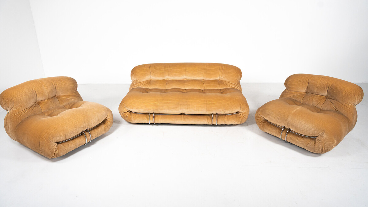 Mid-Century Soriana Seating Set by Tobia & Afra Scarpa for Cassina, 1970s - Original Upholstery