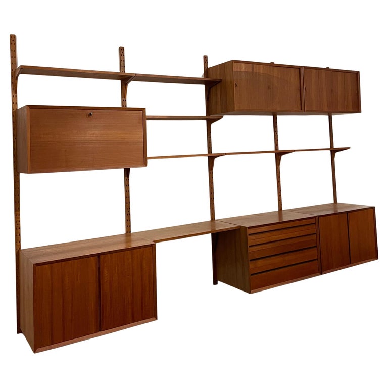 Mid-Century Suspended Wooden Wall Unit by Poul Cadovius, Denmark, 1960s