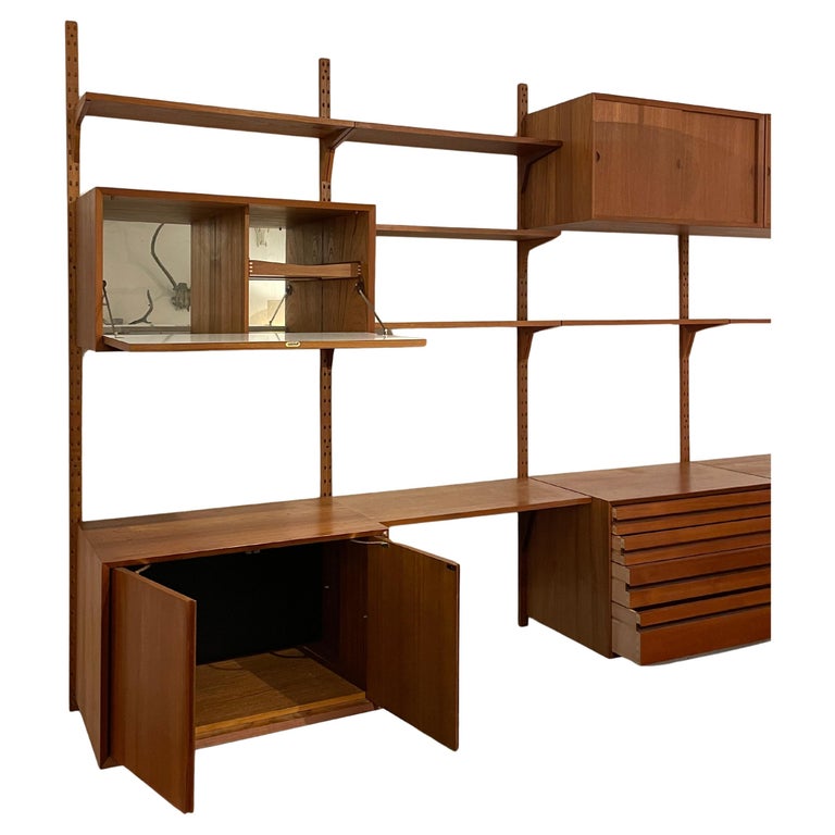 Mid-Century Suspended Wooden Wall Unit by Poul Cadovius, Denmark, 1960s