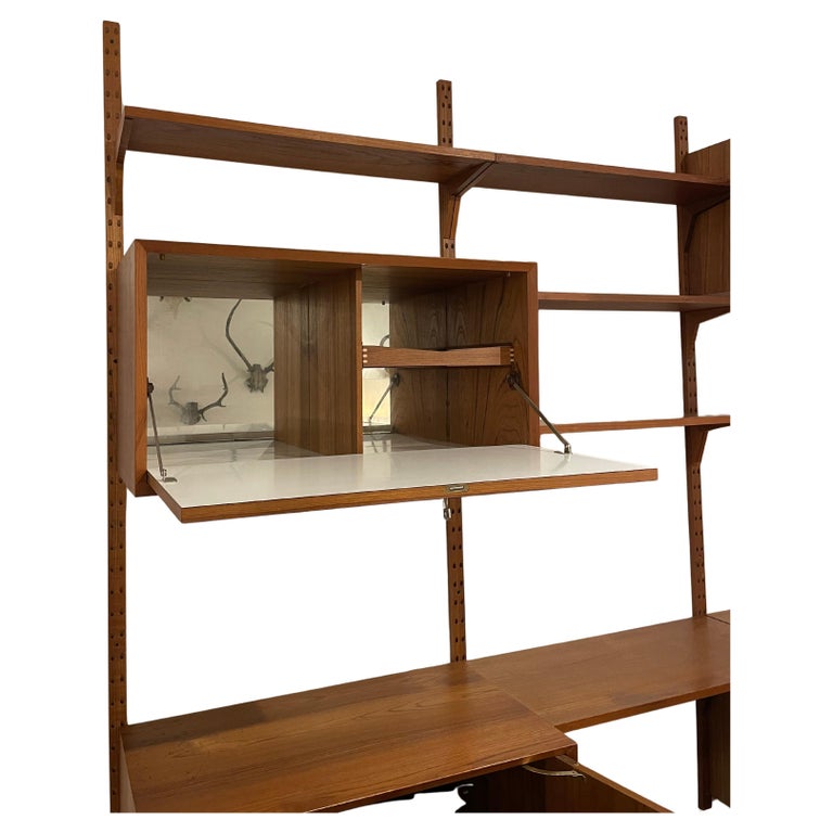 Mid-Century Suspended Wooden Wall Unit by Poul Cadovius, Denmark, 1960s