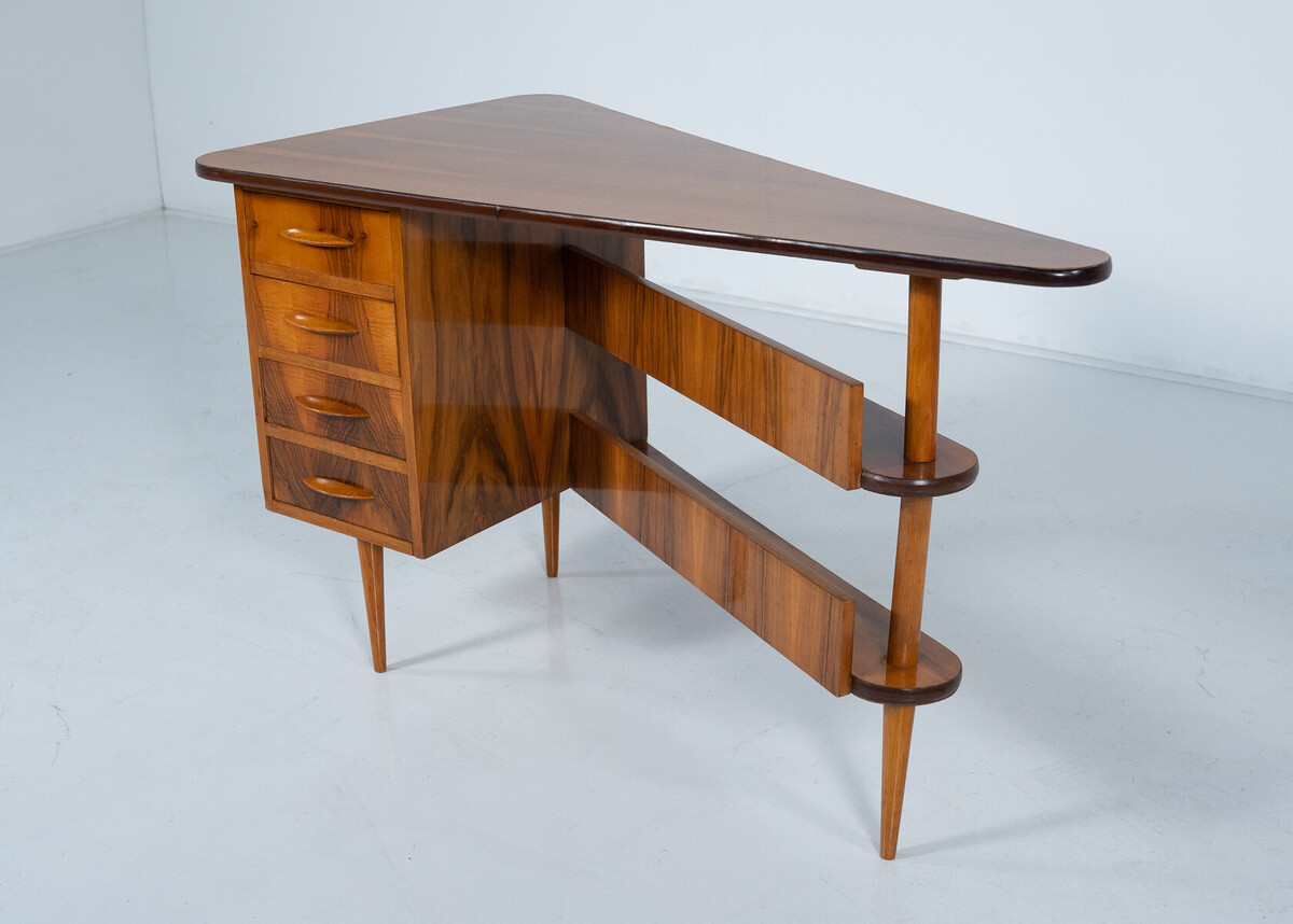 Mid-Century Triangular Desk with Drawers, 1960s