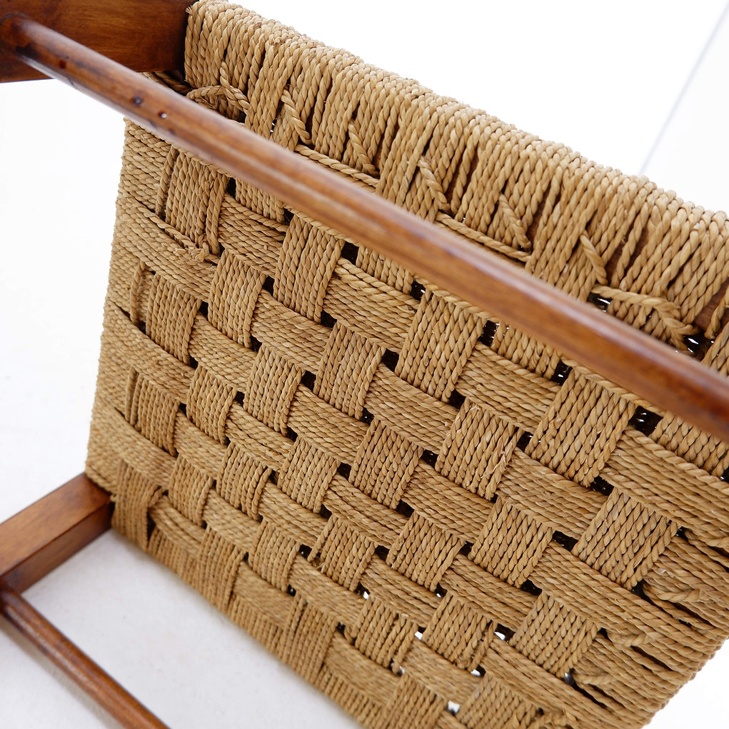 Mid-Century Wood and Rope Stool, 1960s