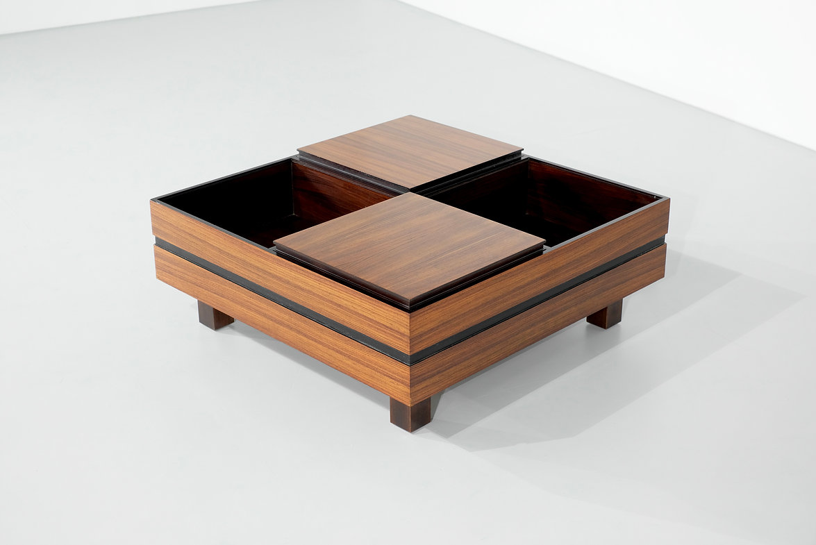 Mid century wooden Coffee table by Carlo Hauner for Forma Italy 1960's.