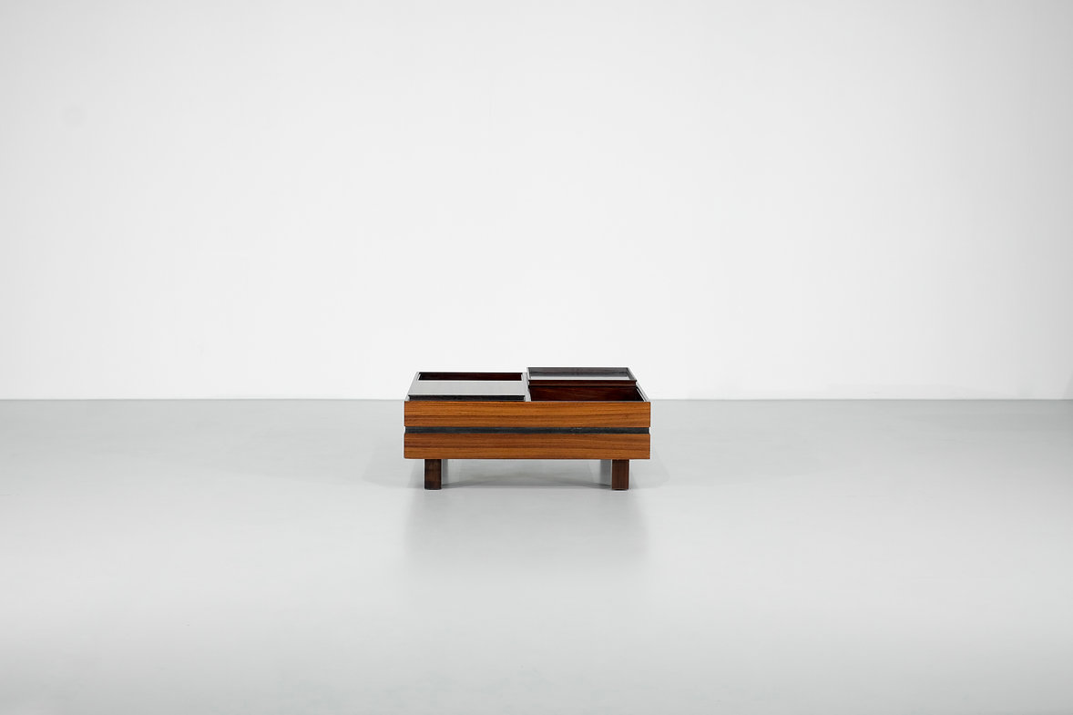 Mid century wooden Coffee table by Carlo Hauner for Forma Italy 1960's.