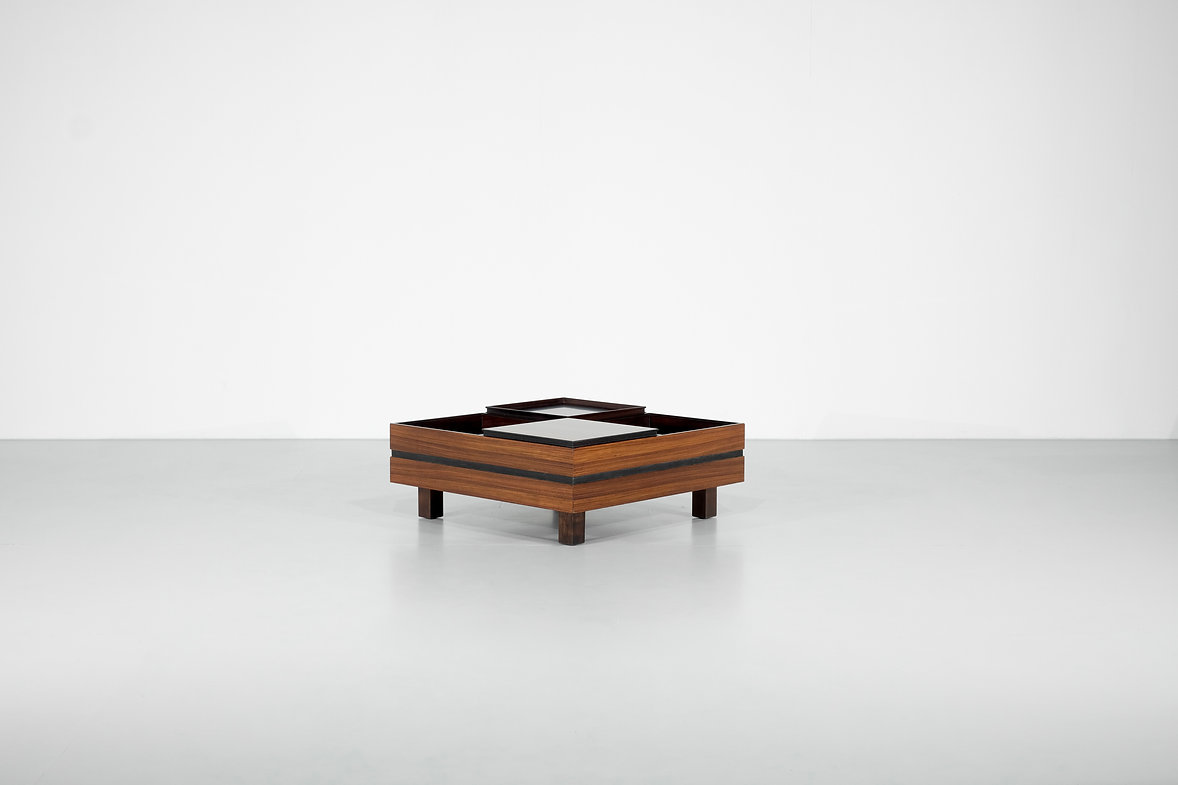 Mid century wooden Coffee table by Carlo Hauner for Forma Italy 1960's.