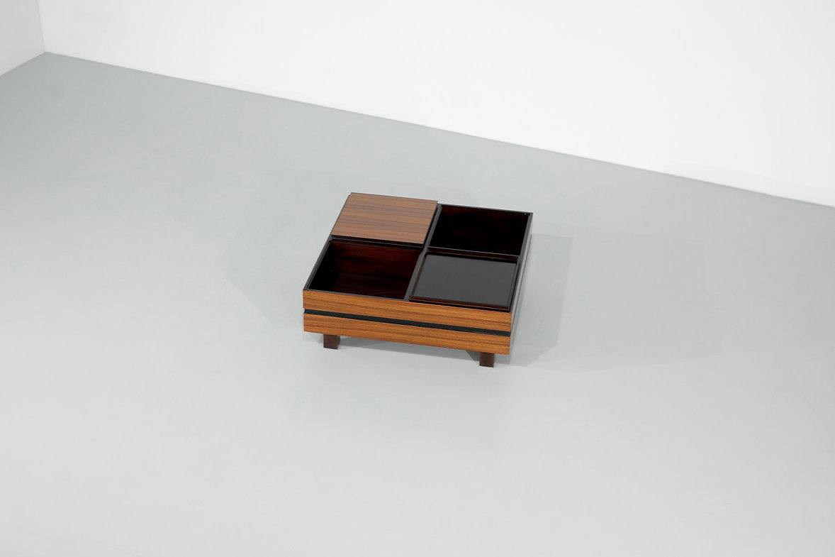 Mid century wooden Coffee table by Carlo Hauner for Forma Italy 1960's.