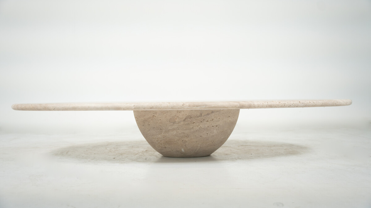 mid-modern-century travertine coffee table, Italy