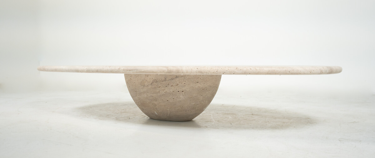 mid-modern-century travertine coffee table, Italy