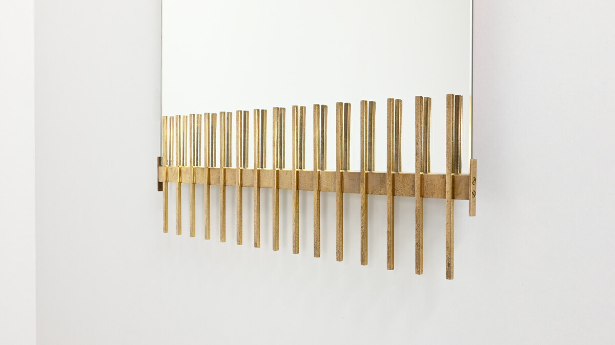 Mirror in Brass by Ettore Sottsass for Santambrogio & De Berti. Italy, 1960.