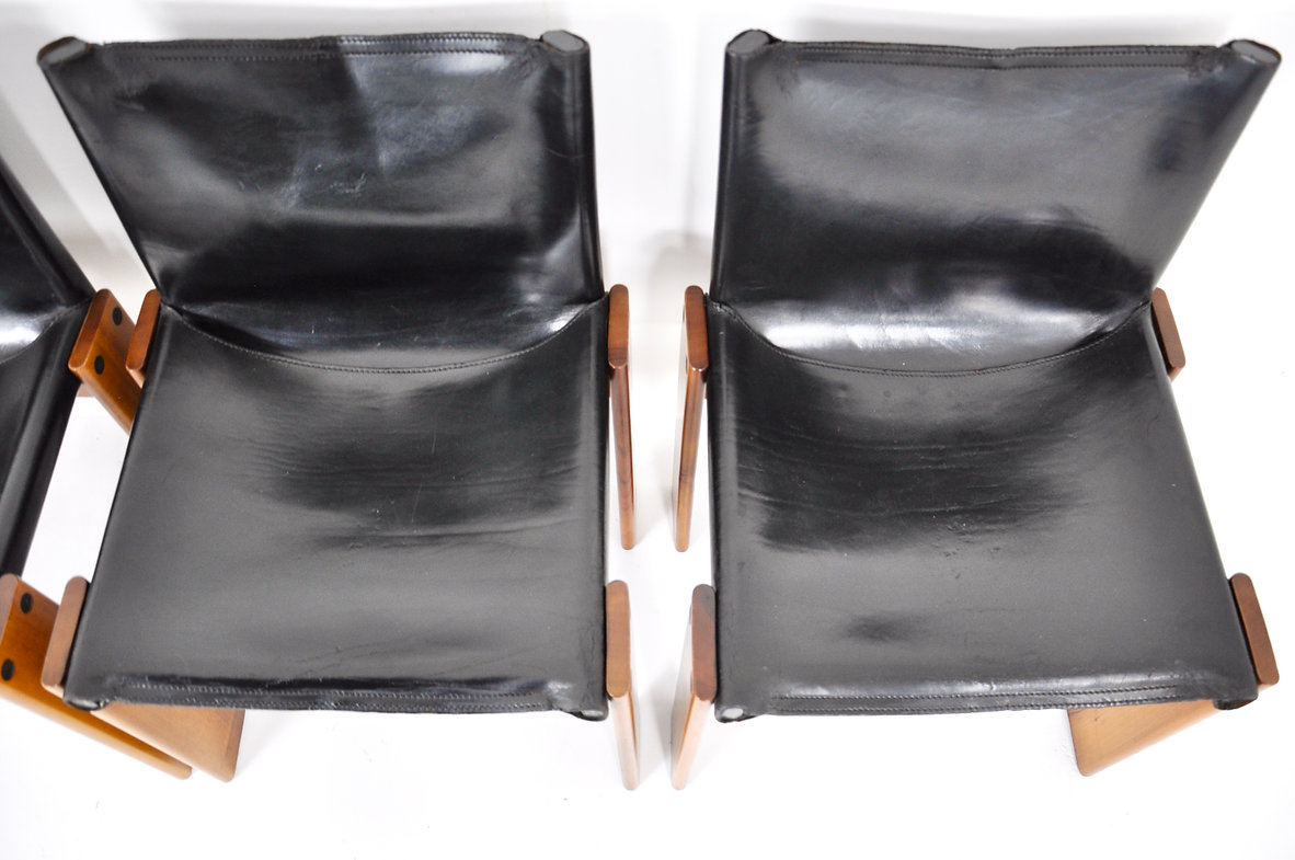 Monk Dining Chairs by Afra & Tobia Scarpa for Molteni, 1970s, set of 4