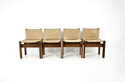 Monk Dining Chairs by Afra & Tobia Scarpa for Molteni, 1970s, set of 4