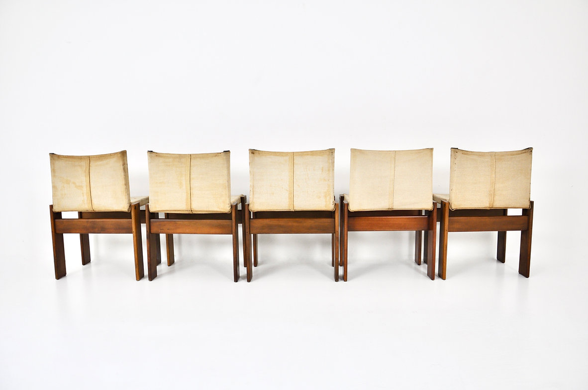 Monk Dining Chairs by Afra & Tobia Scarpa for Molteni, 1970s, set of 5