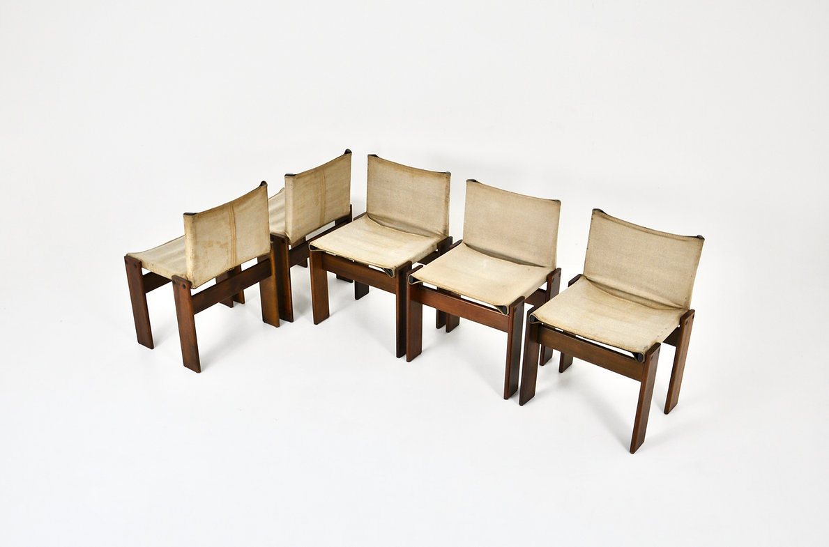 Monk Dining Chairs by Afra & Tobia Scarpa for Molteni, 1970s, set of 5