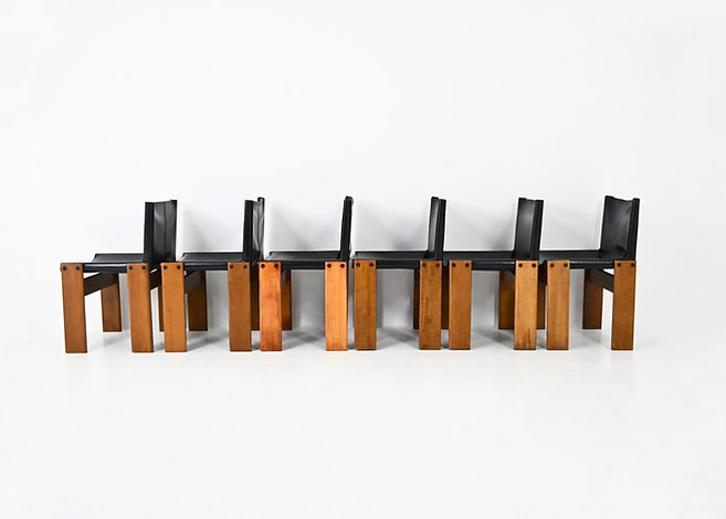 Monk Dining Chairs by Afra & Tobia Scarpa for Molteni, 1970s, set of 6