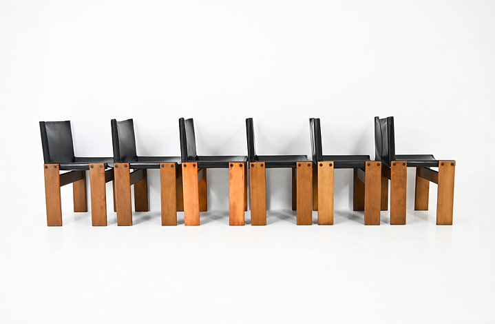 Monk Dining Chairs by Afra & Tobia Scarpa for Molteni, 1970s, set of 6