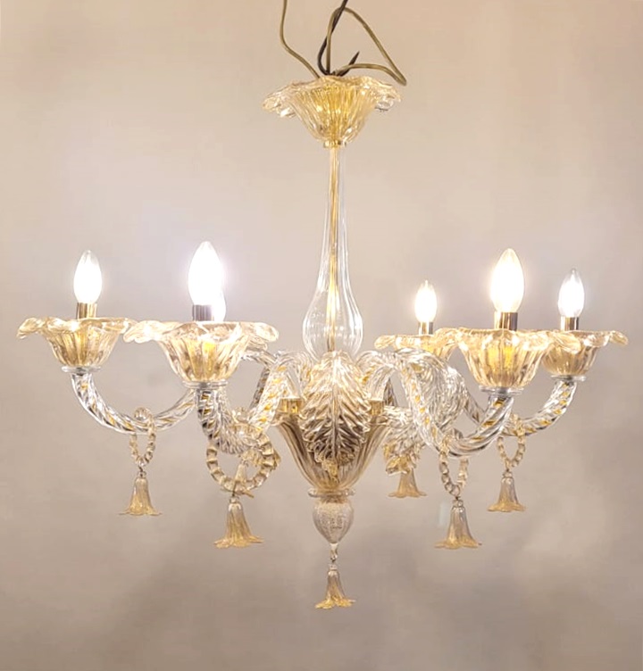 Murano Glass Chandelier - 6 Arms Of Light